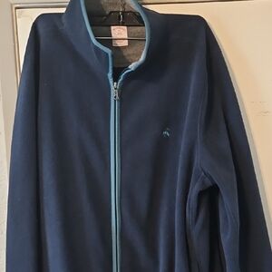 Brooks Brothers Navy Blue Fleece Zip-Up Jacket